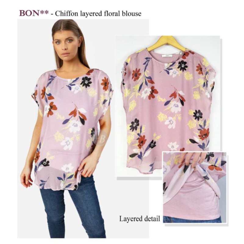 B*nita chiffone layred floral blouse