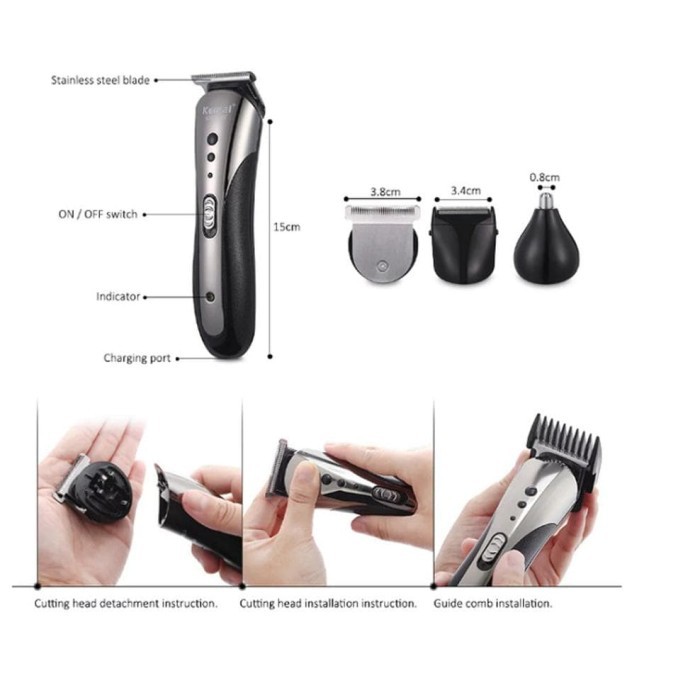 Alat Cukur Clipper KM-1407 Alat Mesin Cukur Rambut Kumis Jenggot Sistem Charger