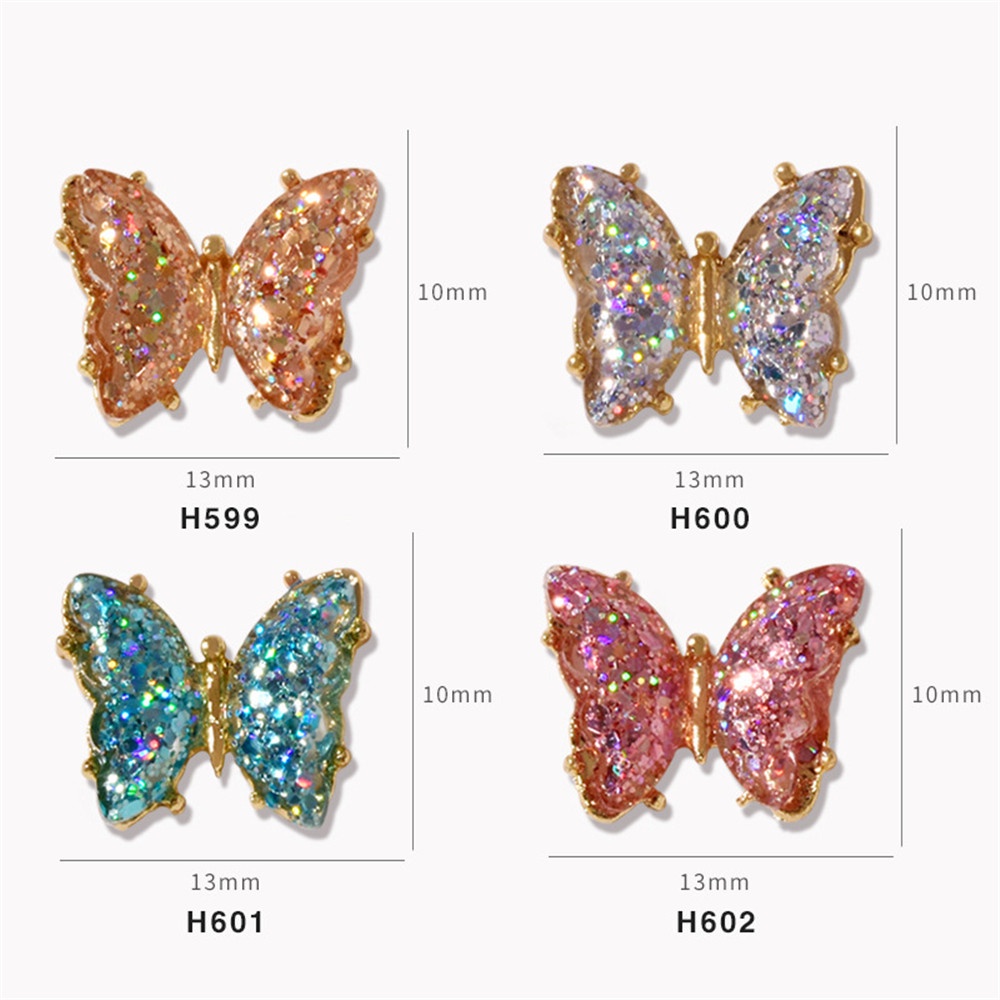 1pc Patch Kupu-Kupu Bahan Resin Aksen Kristal Warna-Warni Untuk Dekorasi Nail Art