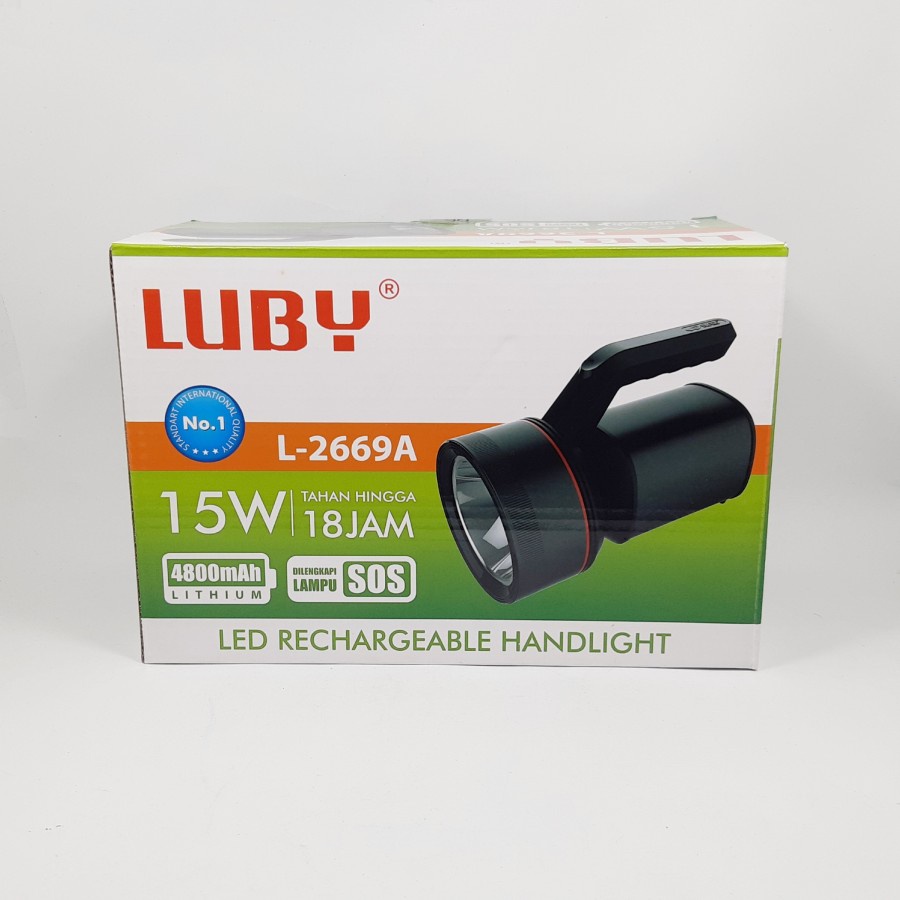 COD SENTER TANGAN LED RECHARGEABLE HANDLIGHT LUBBY 15 WATT L-2669A//SENTER LUBY L-2669A 15 WATT