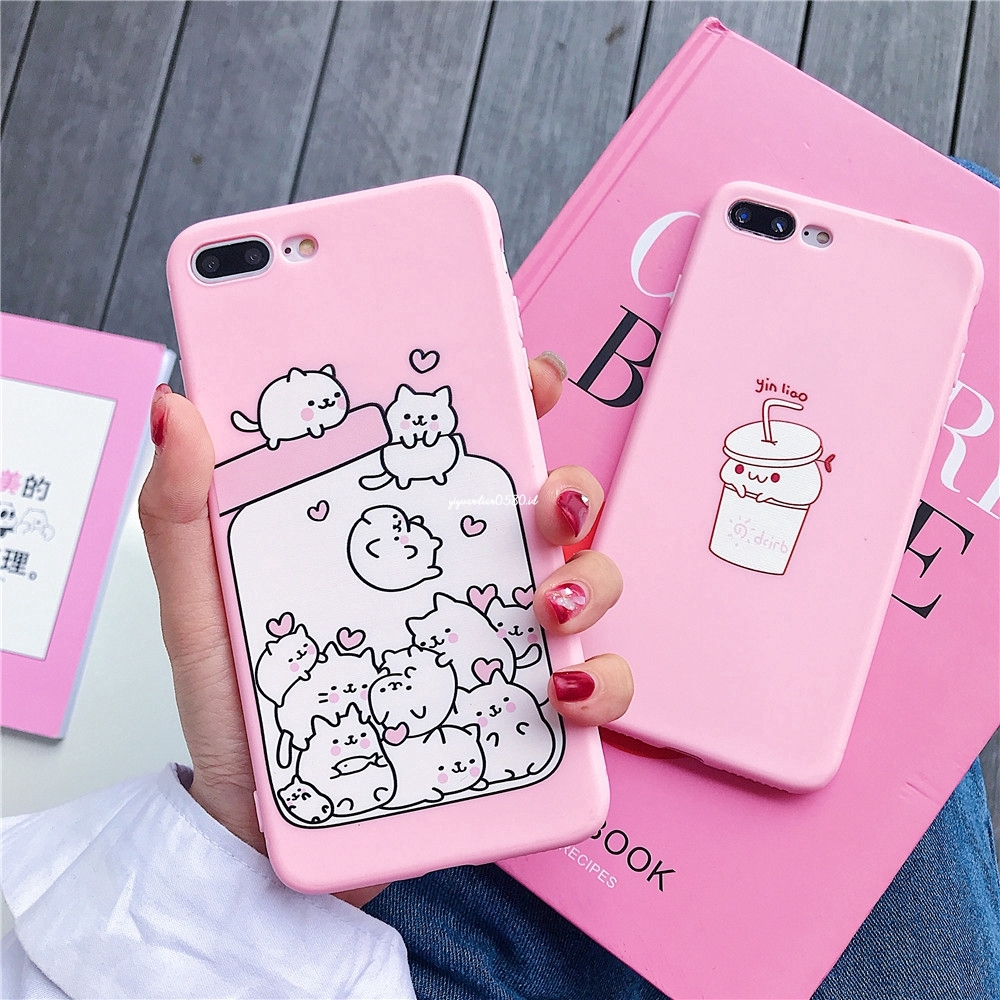 Yd8 Soft Case Tpu Motif Kartun Kucing Lucu Imut Warna Pink Untuk