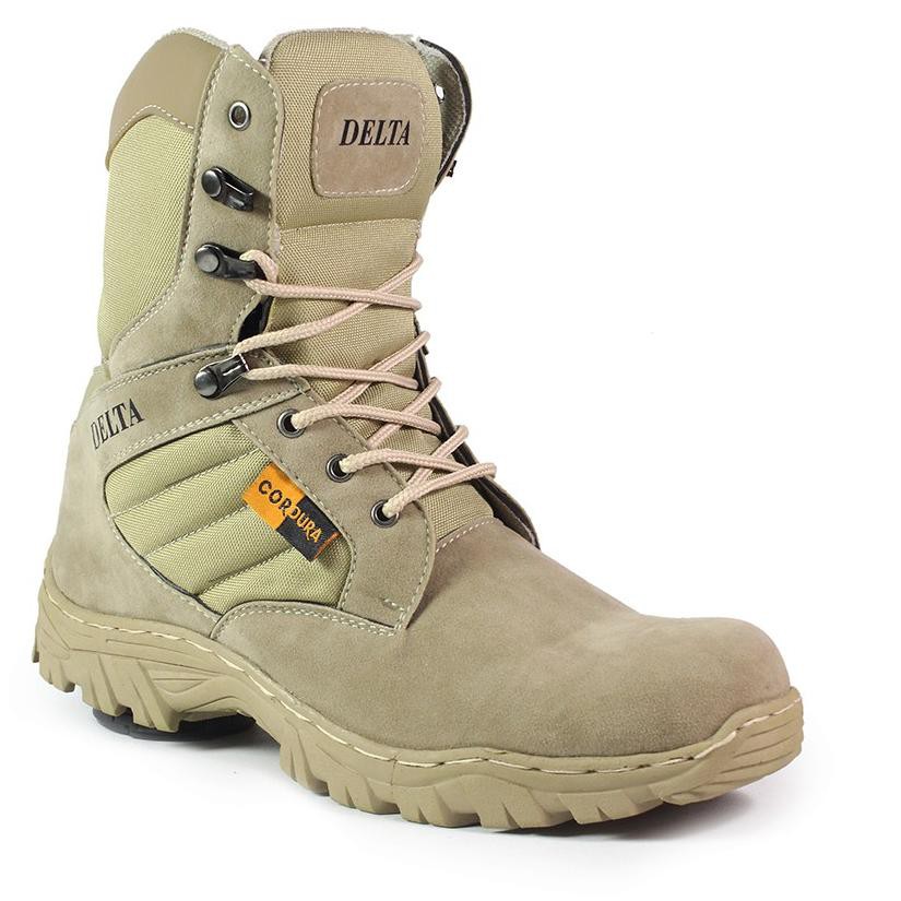 BYL Sepatu Boots Delta Tinggi Safety Tracking Touring Ujung Besi PDL PDH Tinggi - Cream .