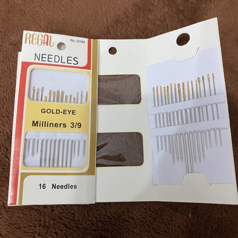 Jarum Jahit Merk Regal / Regal Needles Gold eye Miliners 1/5 isi 12 needles dan 3/9 isi 16 needles