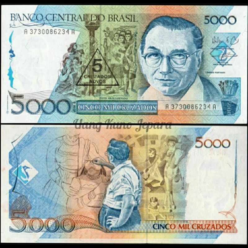 Uang Kuno Luar Atau Asing 5000 Cruzados Brazil Kaca Mata Tahun 1986 #Langka