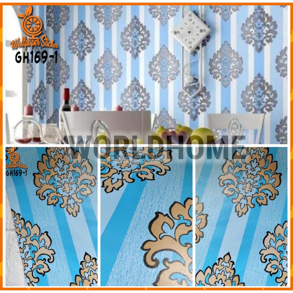 Wallpaper Dinding Wallpaper Stiker Wallpaper dinding Anak Walpaper Gh Motif Ukuran 45CM x 9Meter Batik Biru