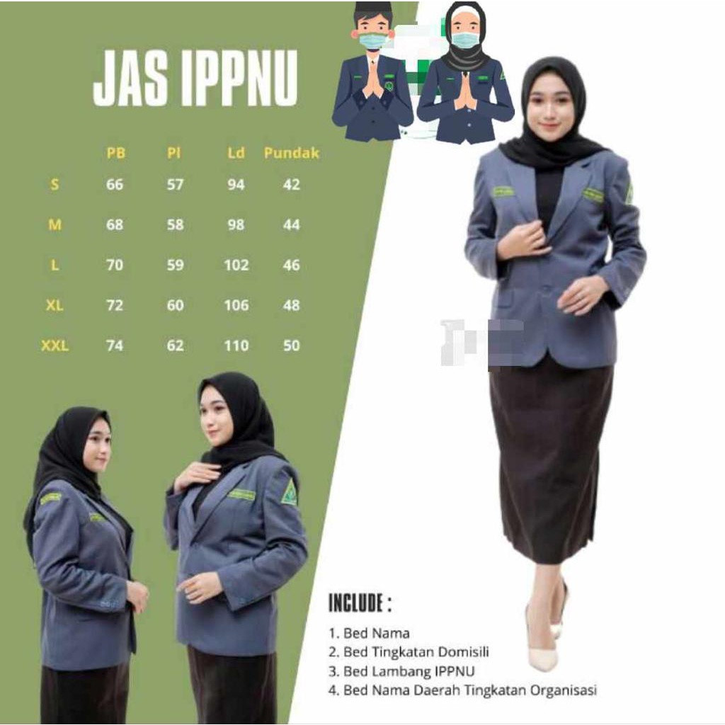 Jas IPPNU - Jas IPNU - Jas IPNU Bordir Nama Bordir Logo - Jas IPNU Bordir Nama Bordir Logo Dan Nama 