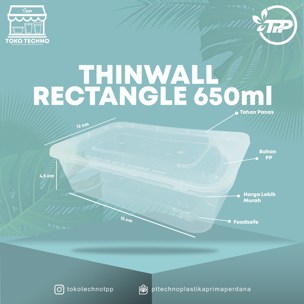 

Thinwall Rectangle 650 ml Technoplastika isi @25pcs