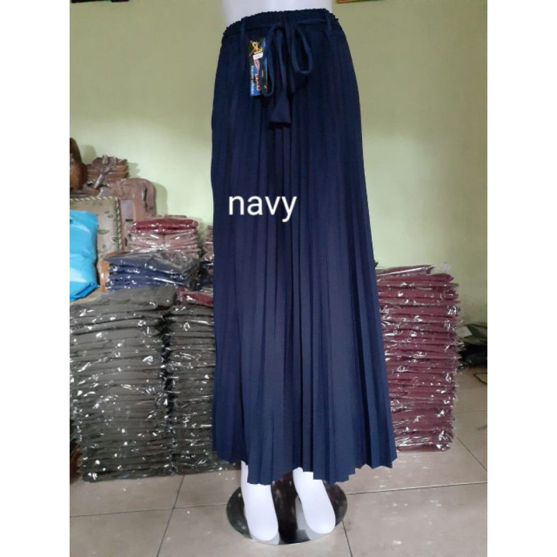 rok plisket premium warna navy