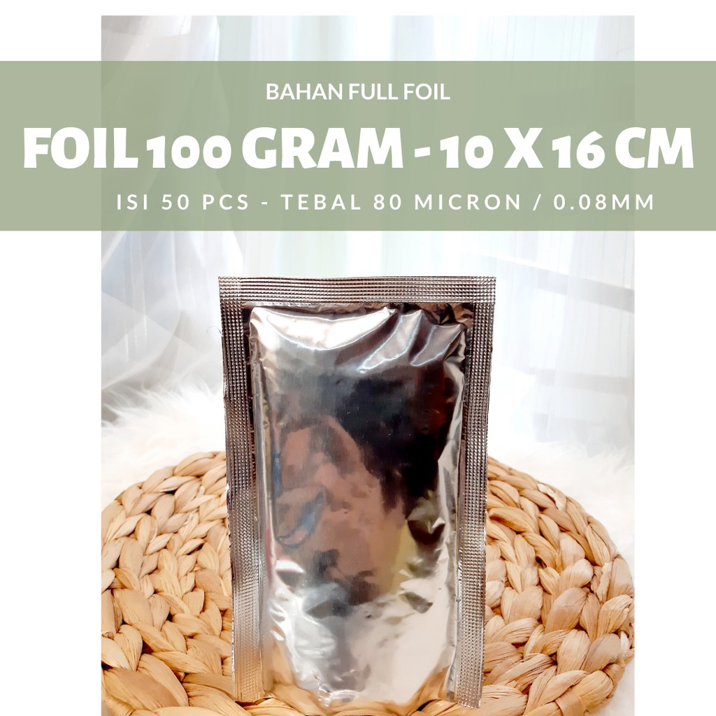 kemasan foil sachet aluminium foil - kemasan foil 100 GR- Wadah Makanan Aluminium Foil 10x16 cm