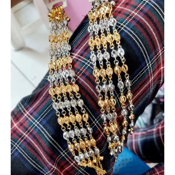 Gelang Xuping Rantai  Kombinasi Mata Full Lapis Emas