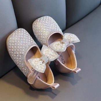 SH4-Sepatu Pesta Anak Perempuan Crystalis Pita Mutiara