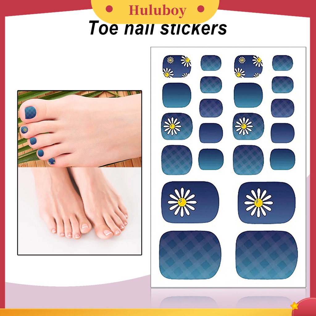 Huluboy Huluboy♡ 1 Lembar Stiker Decal Kuku Kaki Wanita Aneka Motif Untuk Pedicure