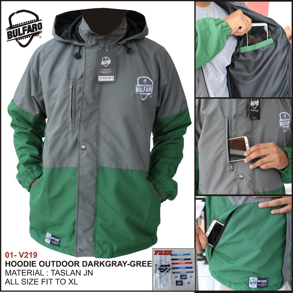 Jaket Hoodie Outdoor Waterproof Pria &amp; Wanita/Jaket Gunung Kombinasi Original Bulfaro/Jaket Motor