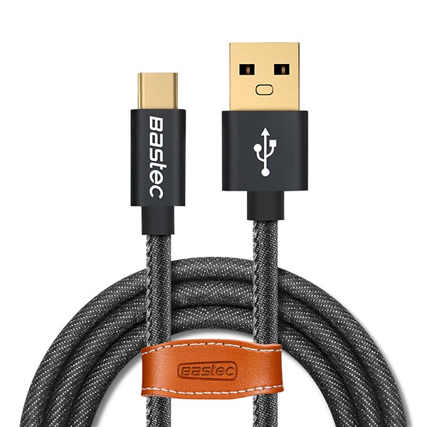 MPro Bastec Kabel Charger Micro USB/ Type C Kulit Leather 1 Meter Black WYZ16 cas