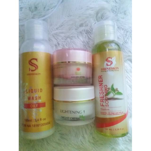 SHINESKIN PAKET FLEK HITAM-BERMINYAK (tanpa jerawat)