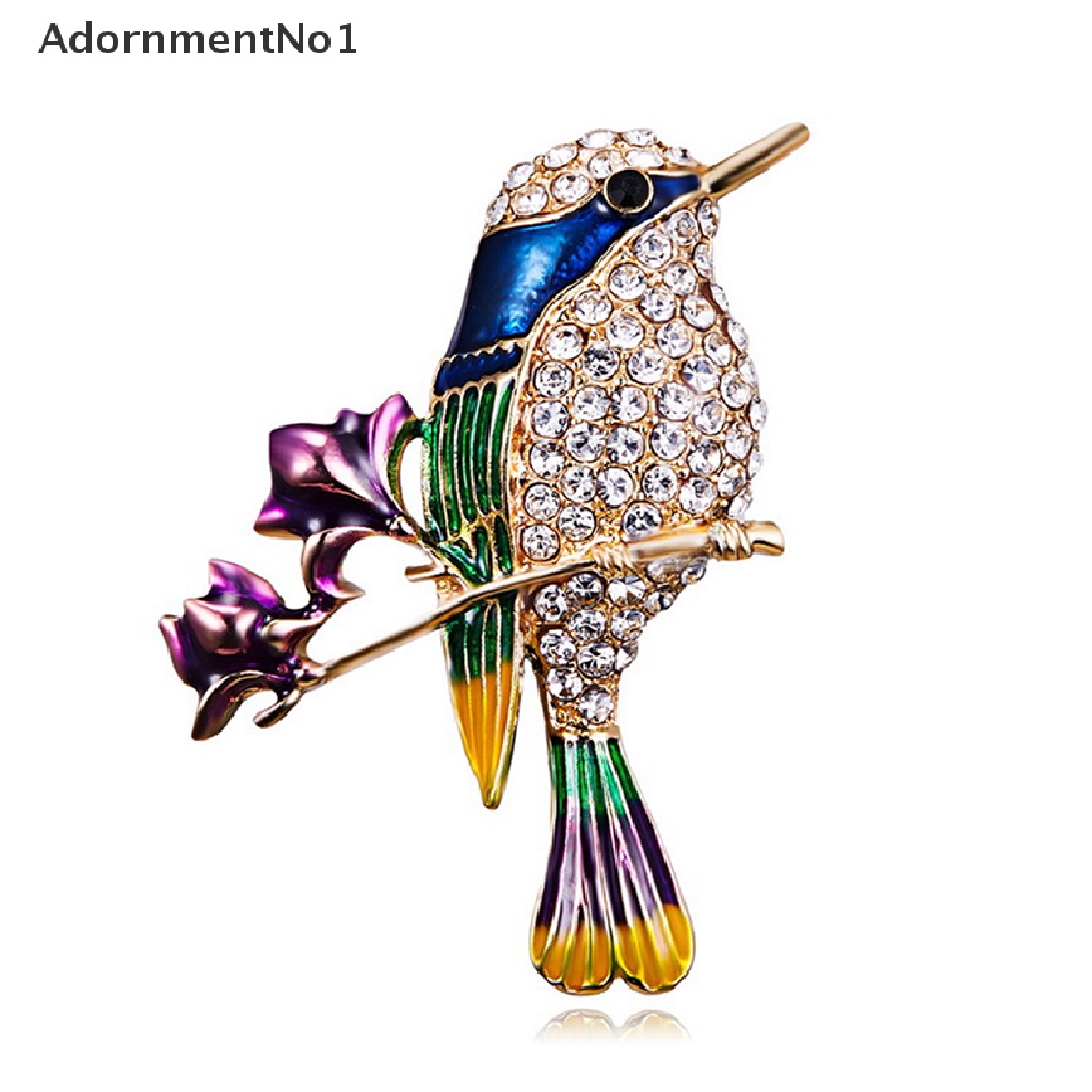 (AdornmentNo1) Pin Bros Burung Magpie Hiasan Berlian Imitasi Berkilau