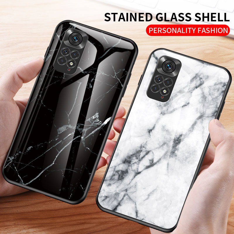 for xiaomi redmi note 11 11s 10 pro 4g 5g note11 note11s tempered glass phone case soft tpu edge shockproof hard protection back casing cover