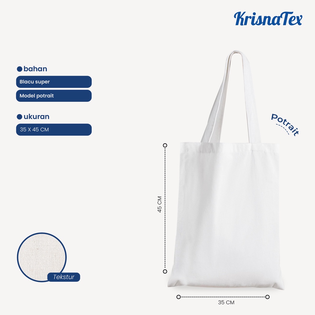 Tote Bag Blacu Polos 35 x 45 cm - Tas Belanja Besar Goodie Bag Shopping