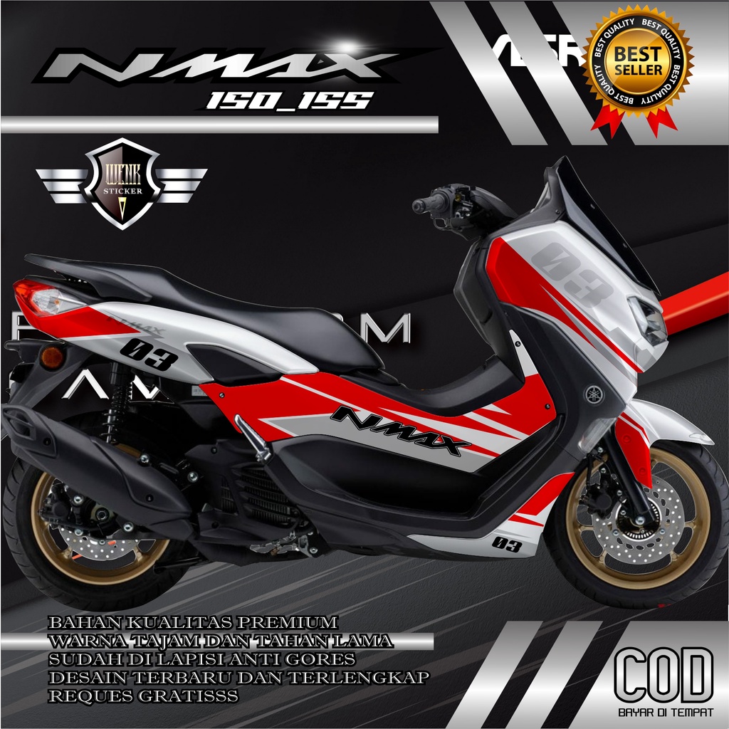 DECAL STICKER NMAX 150_155 ROAD RACE ,GP PUTIH KEREN