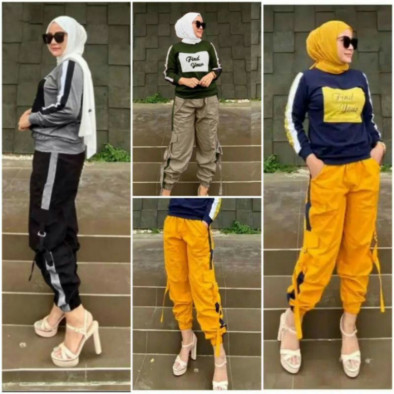 Celana Wanita Cargo Jogger Zumba BTS Army