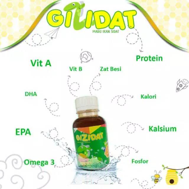 GIZIDAT 10 BOTOL  - Vitamin Penambah Nafsu Makan - Anak Sehat Cerdas Madu Gemuk Badan 100% Alami