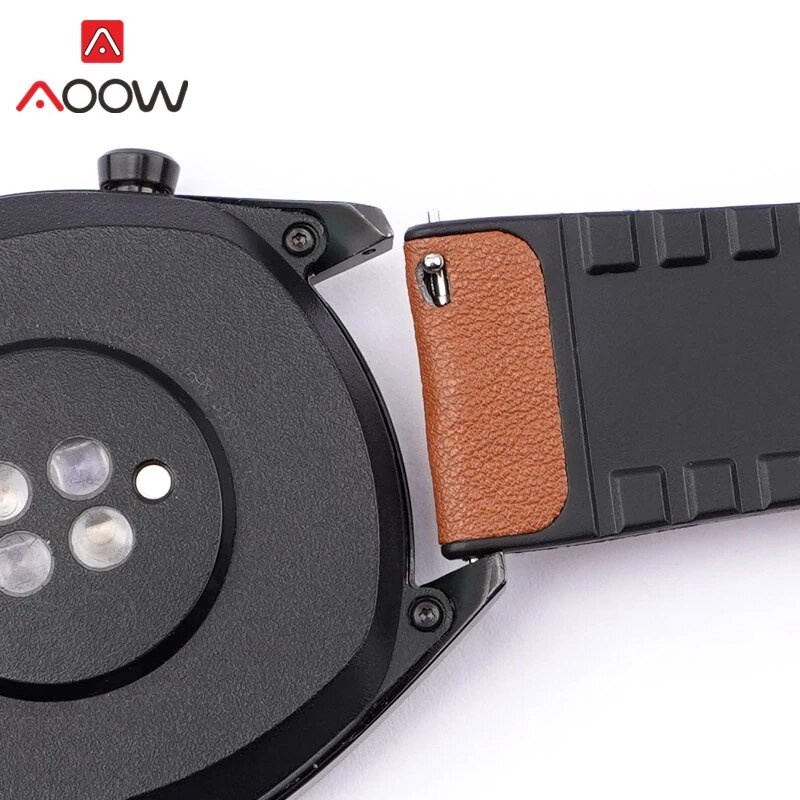 PREMIUM LEATHER STRAP Rubber Tali Jam Tangan Kulit Hybrid Silikon Karet Smartwatch 20mm 22mm Galaxy Watch Huawei GT 5 4 3 2 Xiaomi Redmi 5 Active Garmin Forerunner Itel 011 Amazfit GTS GTR BIP 6 Haylou Solar Pro Supercalla AppleWatch Series 44mm 45mm 49mm