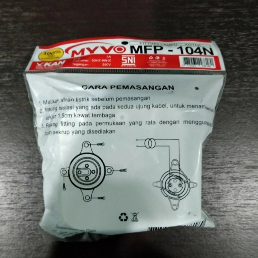 Fitting Plafon Myvo Lampu E27 Oval Segi 4 MFP 104N SNI Super Murah