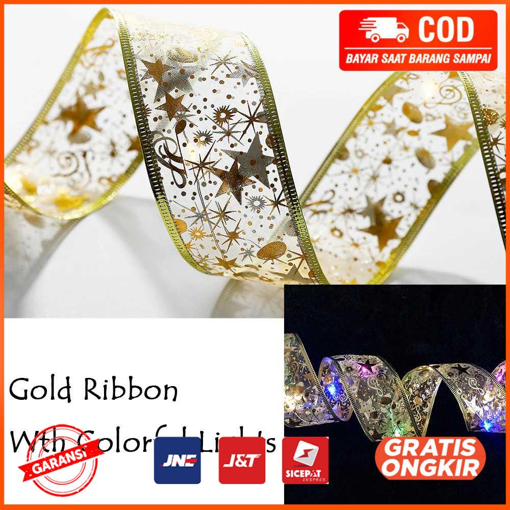 Lampu LED Dekorasi Pohon Natal Ribbon Christmas 5M AA560