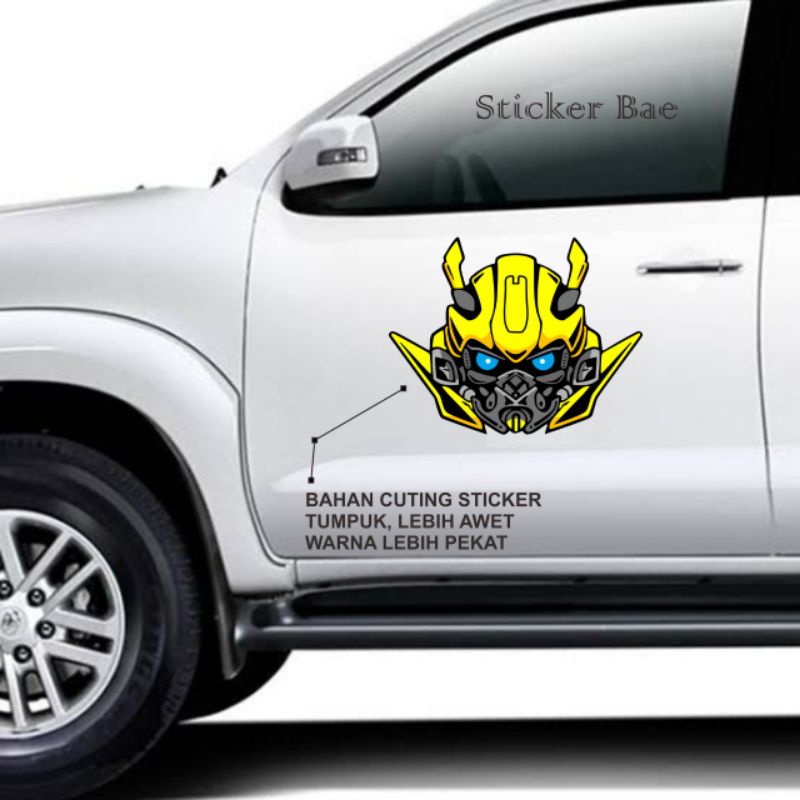 Sticker autobot transformers bumblebee Cuting Stiker kepala bumbelbe bahan tumpuk timbul buat motor mobil kaca bisa