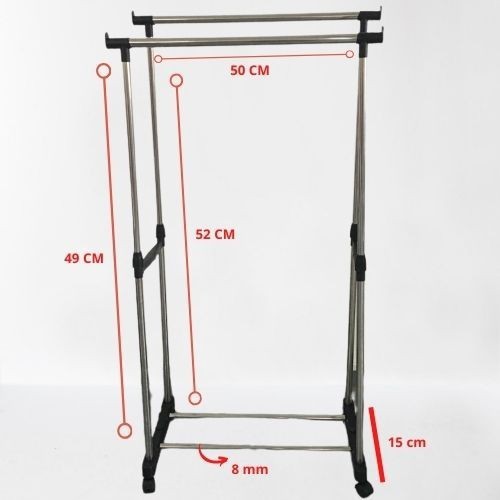 STAND HANGER DOUBLE GAWANG BESI GANTUNGAN BAJU [SWEETSPACE]