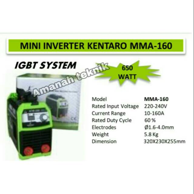 Mesin las kentaro 160A travo las kentaro 650watt 160a