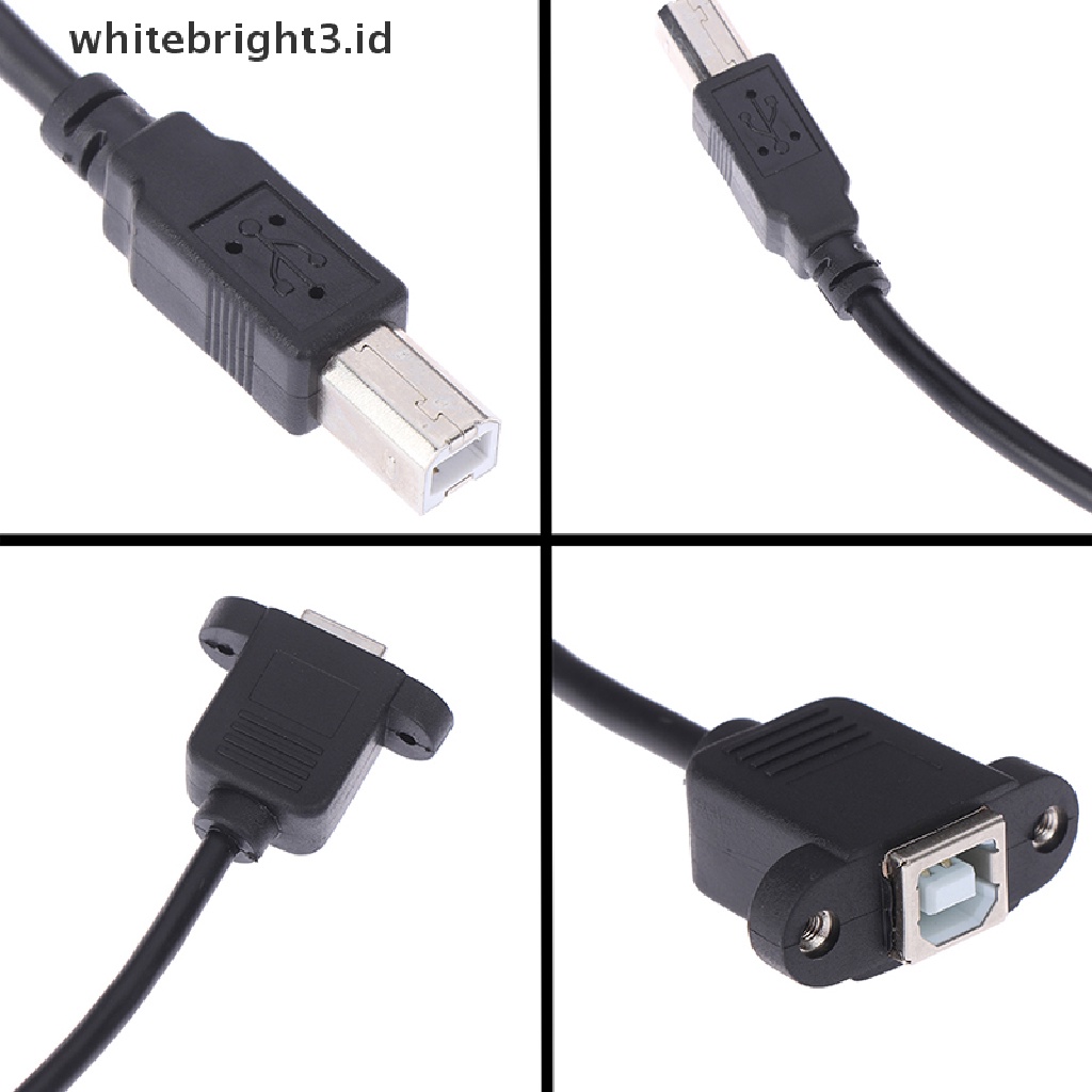 (whitebright3.id) Kabel Extension Printer USB 2.0 Tipe B Male Ke Tipe B Female Dengan Panel Mount