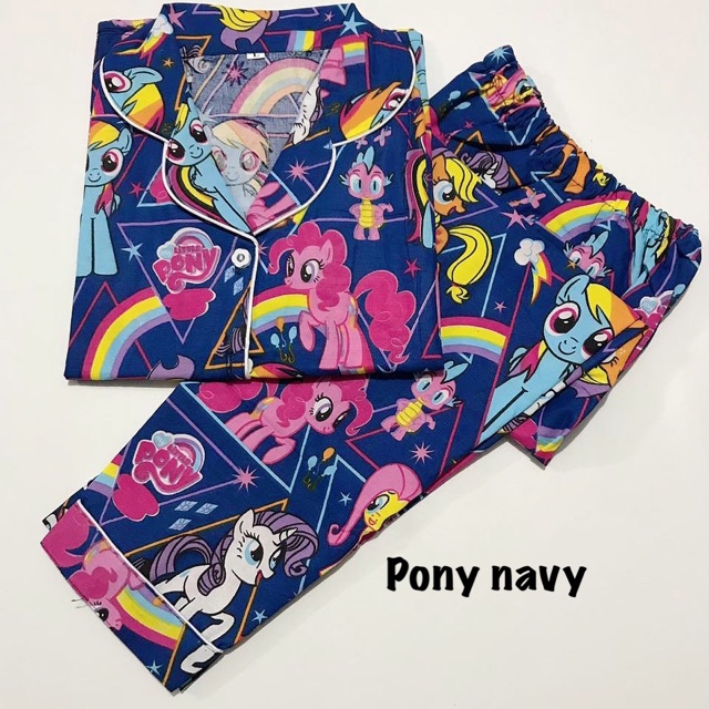 bajutidur Pony-NAVY bisa pasangan ibu anak keluarga / set piyama keluarga