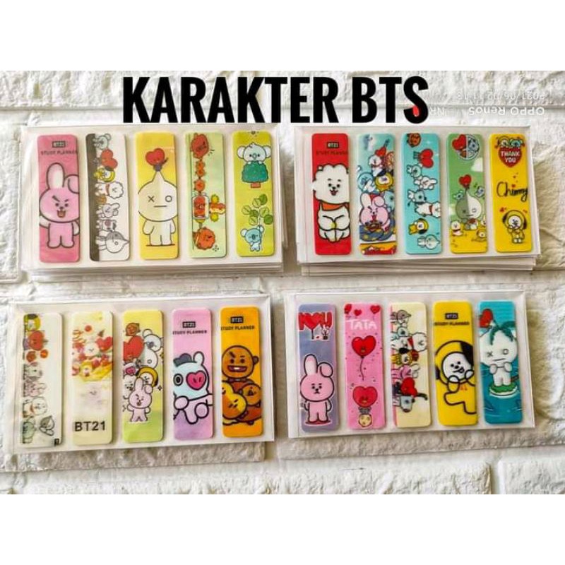 

STIKY NOTES PLASTIK/PEMBATAS BUKU KARAKTER PLASTIK 100lembar