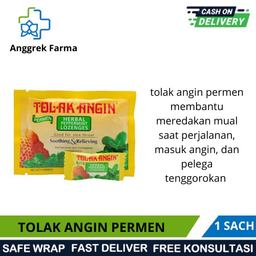 

TOLAK ANGIN PERMEN/PERMEN UNTUK MABUK PERJALANAN/MASUK ANGIN/PELEGA TENGGOROKAN