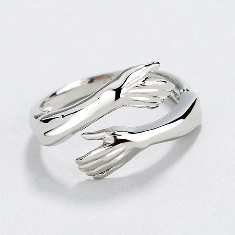 Cincin Bahan Alloy Warna Silver Desain Bordir Gaya Simple Menarik Untuk Wanita