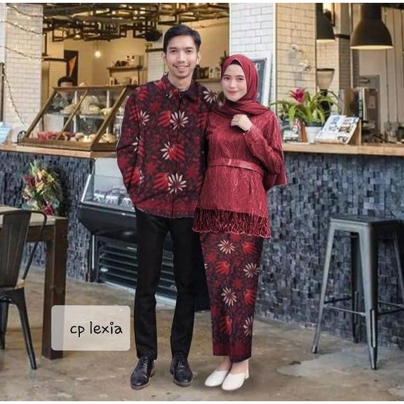 ready dua warna baju couple kapel cople samaan pasangan kemeja batik kebaya rok