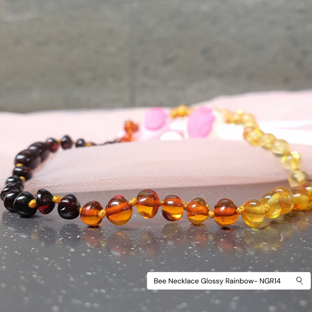 Kalung Amber Anak Cantik untuk Kesehatan (100% Premium Glossy Rainbow NGR14 By Amber Bee)