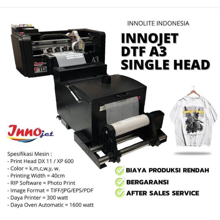PRINTER DTF SABLON TEPUNG UKURAN A3 SINGLE HEAD DTF 1 HEAD XP-600 TERMURAH