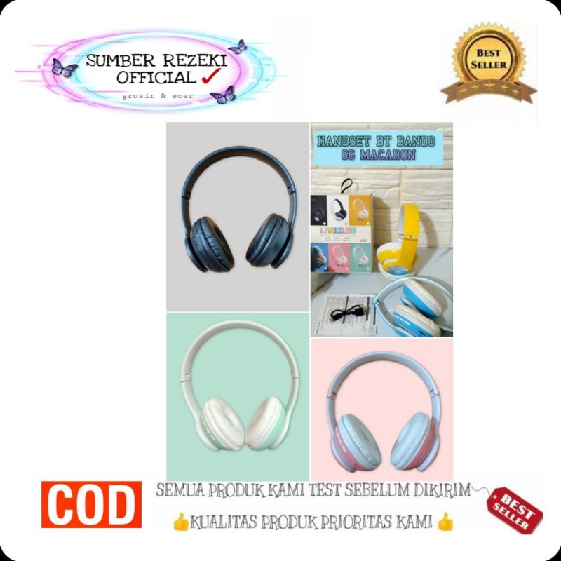 SR - Headset BT Bando 66 macaron Headset Bluetooth bando 66 macaron Headset
