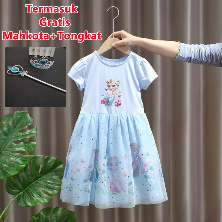 Dress Anak Bayi Frozen 2 Princess Elsa Tutu Colourful Import 2 - 7 Tahun