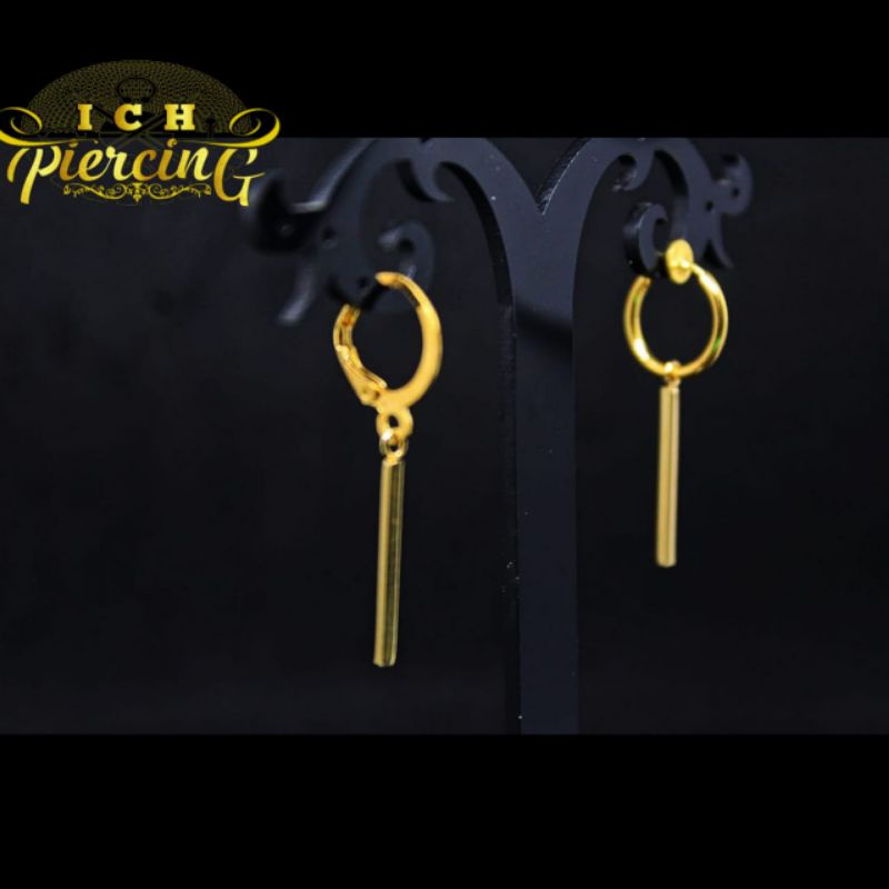 ANTING BATANG GOLD FASHION PRIA KOREA TINDIK DAN JEPIT