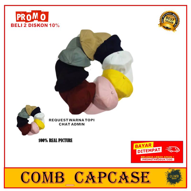 Topi Polos Baseball Varian Warna Kancing Jepit Dan Ring Besi Kualitas Distro