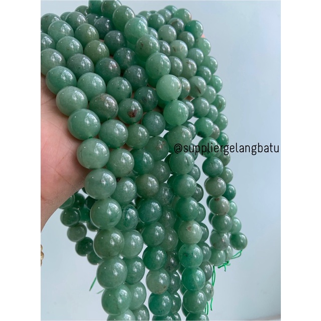 supplier bahan batu giok aventurine 14mm akik jade hijau natural craft