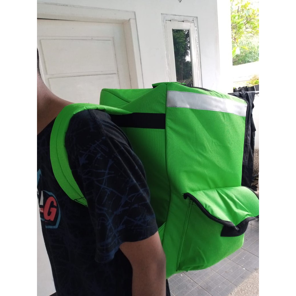 RPM JB TAS BARANG RANSEL KURIR MOTOR UKURAN BESAR WARNA HIJAU GOJEK GOSEND GRABFOOD