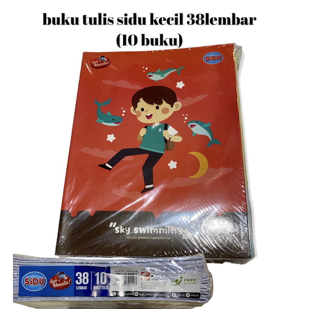 

Buku tulis sidu/sinar dunia 38 lembar (10 buku) ukuran kwarto/kecil