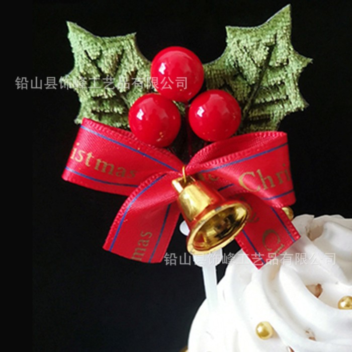 CTCL cake topper hiasan kue natal christmas ceri bell lonceng natal - Merah