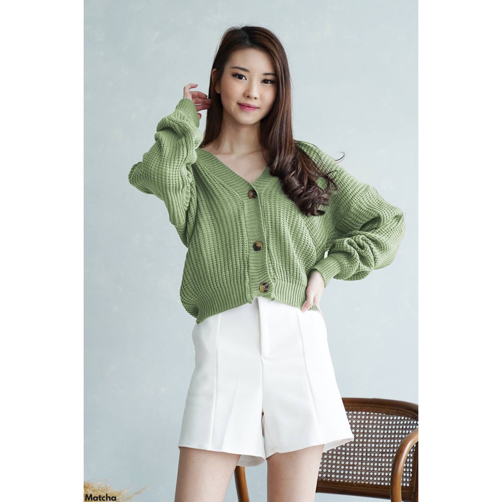 Cardigan Knit Turtleshell Atasan Wanita Top