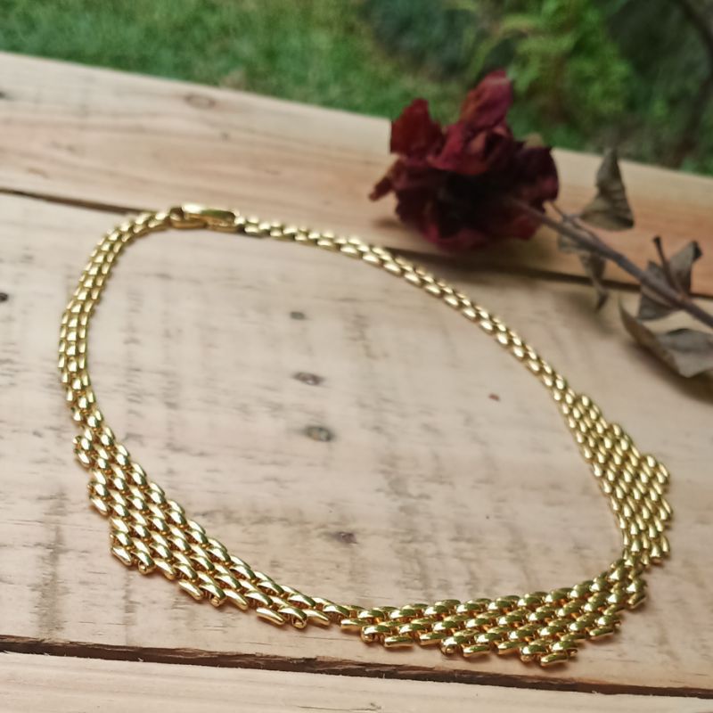 Kalung vintage monet plate with gold 18K