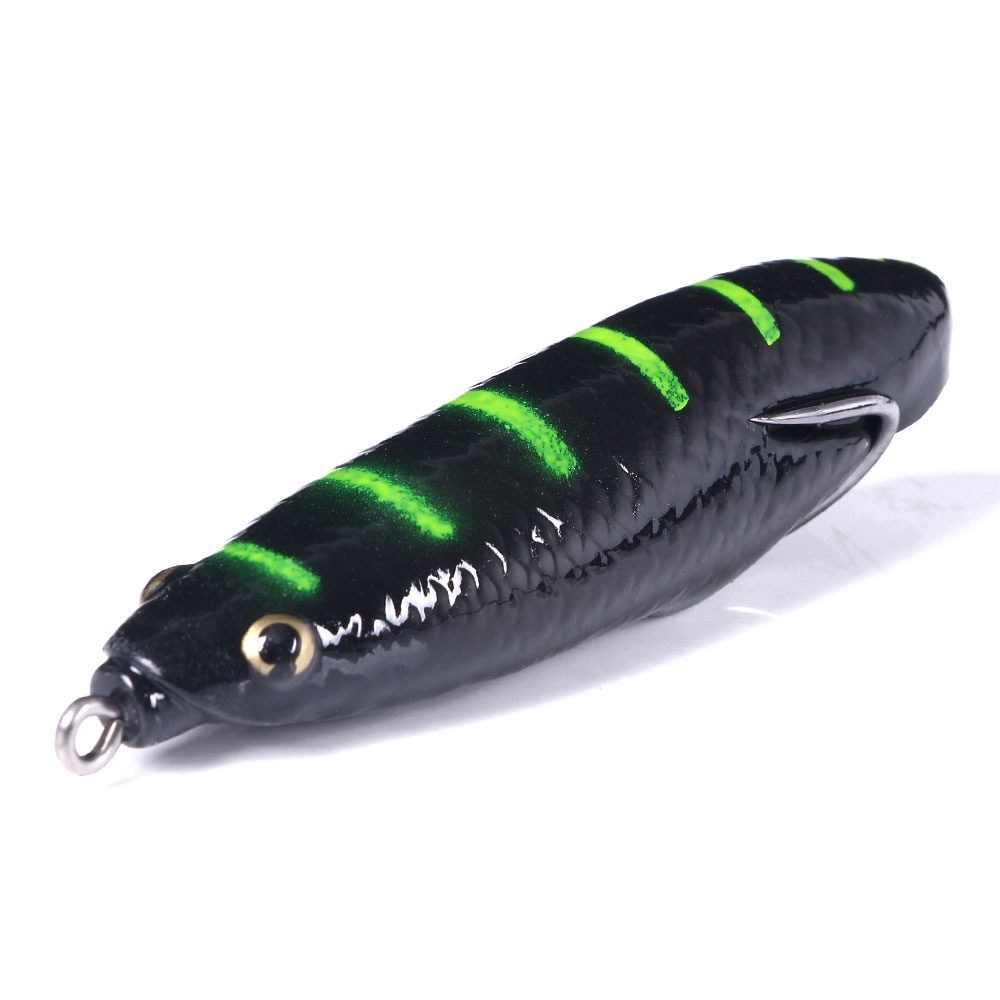 HENGJIA 5PCS Frog Lure Soft Katak Bait Plastic Fishing Lure with Fishing Hooks Topwater Ray Frog Artificial 3D Eyes